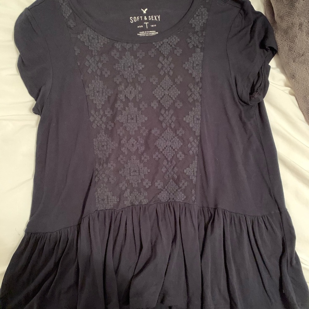 AE Soft & Sexy Babydoll Tee with Embroidery